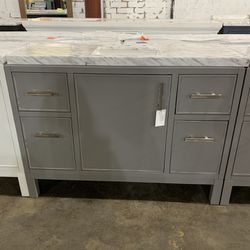 48 Inch Solid Wood Gray Vanity With Stone Top *NEW* 