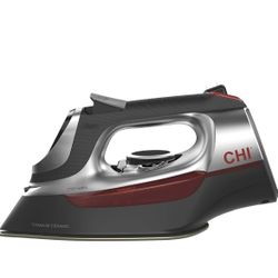 CHI Steam Iron for Clothes with Vertical Steam Burst, 8" Retractable Cord Titanium Ceramic Soleplate, Electronic Temperature Control, 1700=33