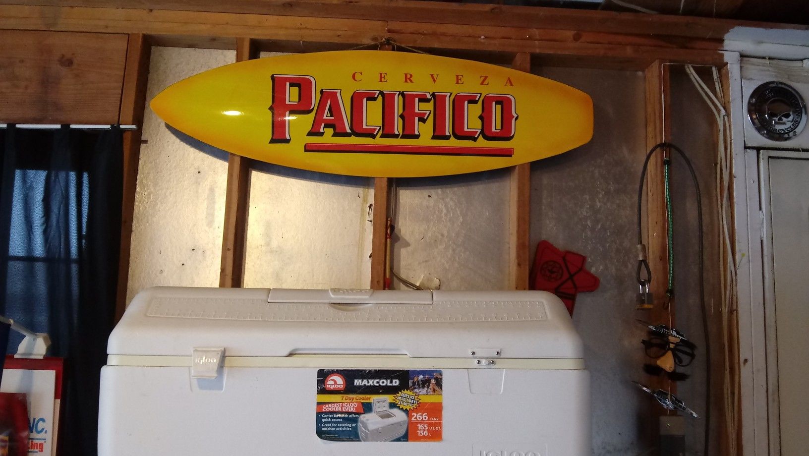 Pacifico surfboard beer sign