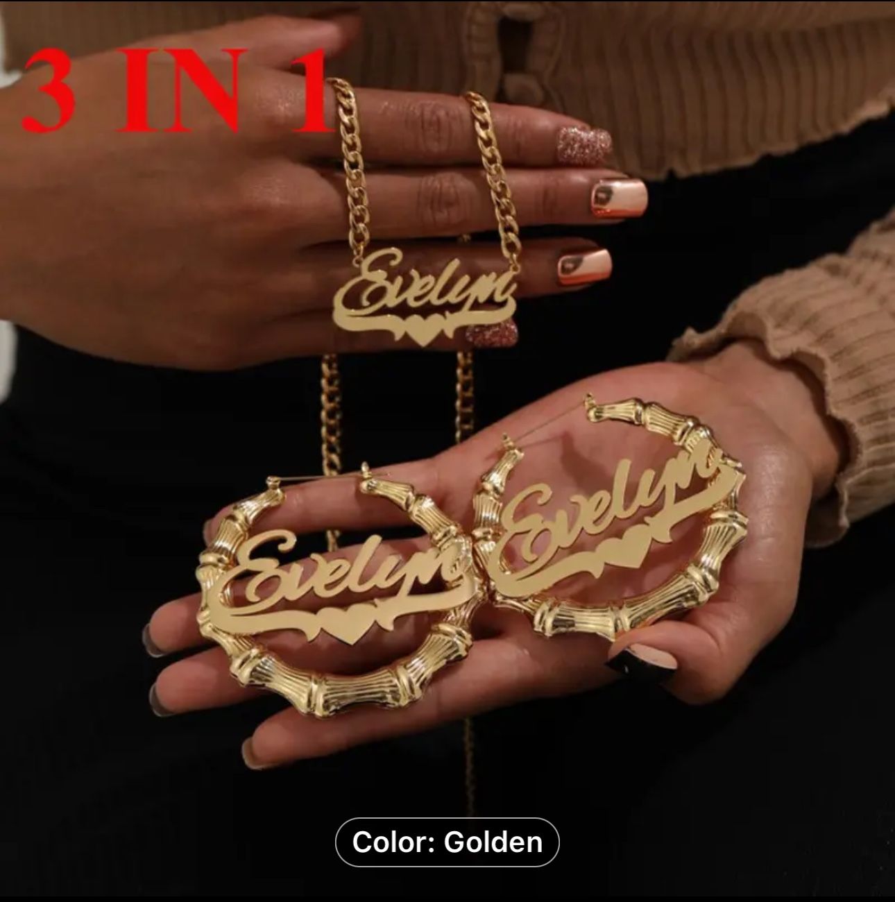 3-in-1 Custom Name Pendant Set