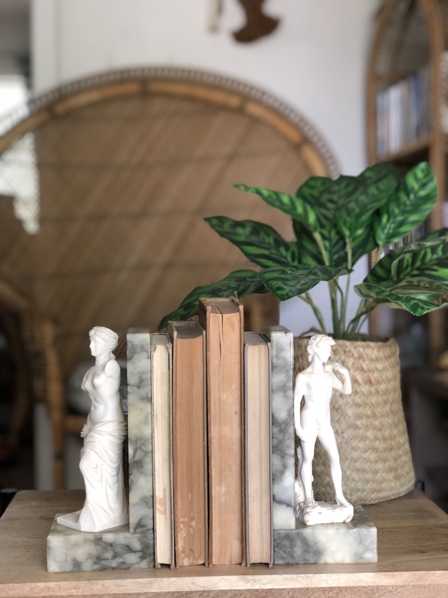 Vintage Stone 1970’s David of Michelangelo Statue Bookends!!