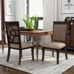 Furniture of America Cins Contemporary Walnut Fabric Dining Chair
