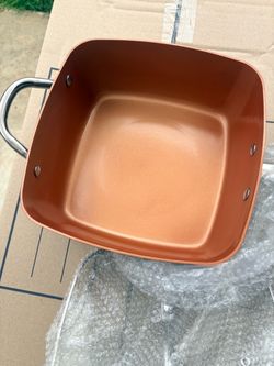 Square Copper Nonstick Pan with Steel Handle