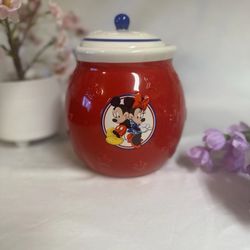 Vintage Disney Mickey Minnie Mouse Ceramic Cookie Jar Canister Embossed 3D