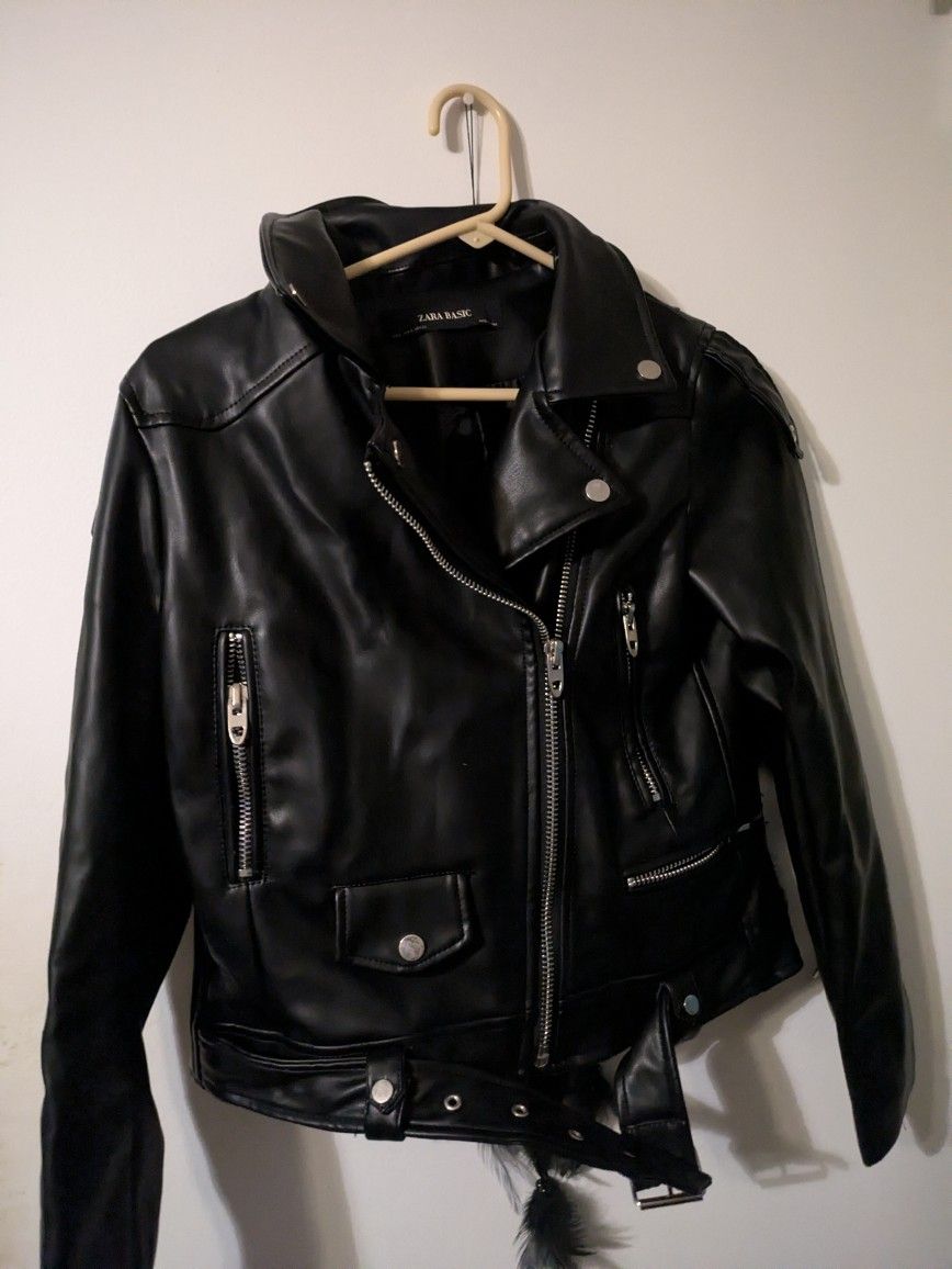 Zara Basic Leather Biker Jacket