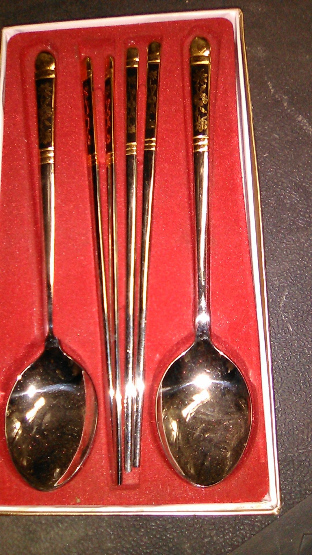 Two sets of very elegant chopstick and spoon