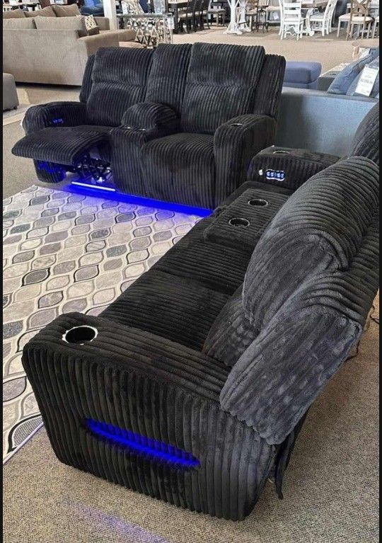 Power Reclining Black Fabric Sofa And Loveseat Living Room SetExtra Discount Code RSG 
🔥🔥 Mention OfferUp for this Special Price!!