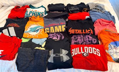 Lots of boys clothes…sizes youth large and adult small.  Nike, Adidas, Under Armor, Abercrombie