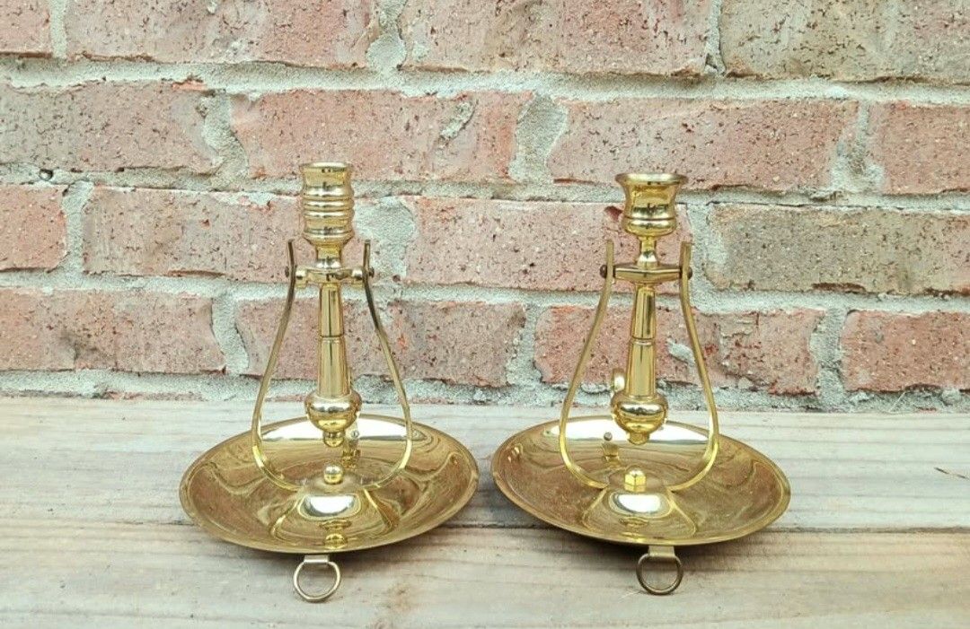 Vintage Baldwin Brass Solid Ship's Gimbal Sconces 