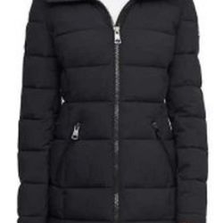 Andrew Marc Ladies Long Stretch Parka Black Size MEDIUM 