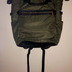 A New Day 16.25” Athleisure Square Back Pack, Green With Gold Accents 