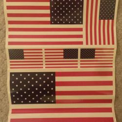 Vintage Color Clings Patriotic Stars And Stripes NOS Sheet Is 11x17 Made USA