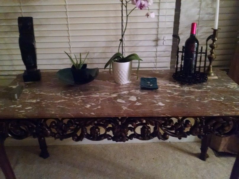 Marble And Wood Console