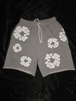 Denim Tears The Cotton Wreath Sweat Shorts, Gray, Size S, M, L & XL