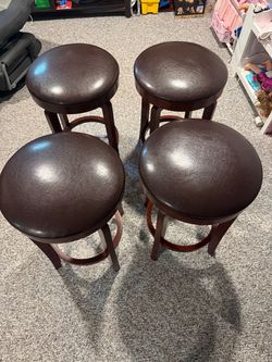 4, 24 inch,  dark cherry, swivel padded barstools