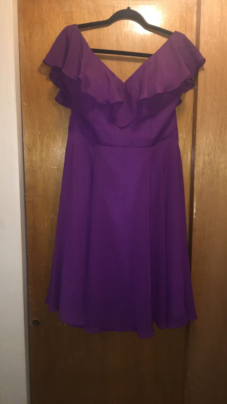 Grape Chiffon Dress with Cascading Ruffles