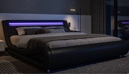 Allewie led king size bed frame
