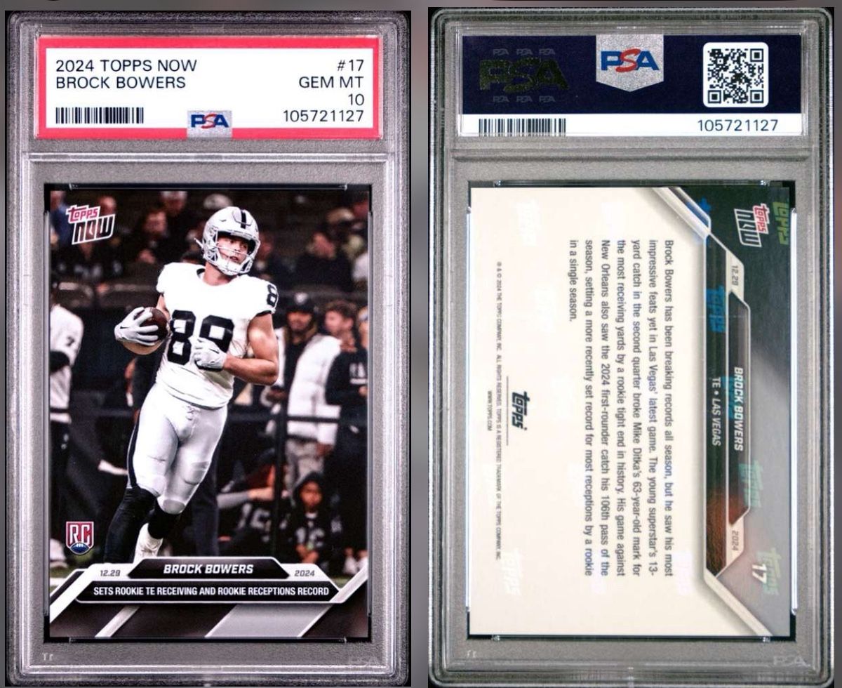Brock Bowers / 2024 Topps Now - Sets Rookie Record #17 - Rookie - Graded: PSA 10