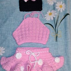 handmade crochet set minnie mouse 3 to 6 months