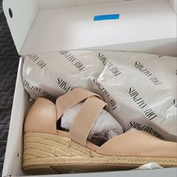 Wedge Sandals White And Beige Brand New