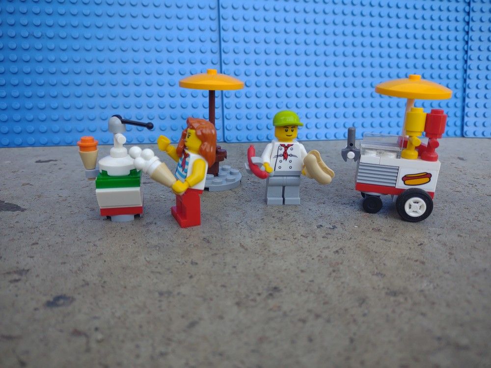Lego City Ice Cream & Hot Dog Vendor Minifigure Bundle
