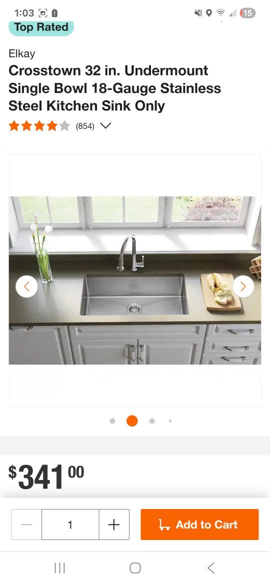 Crosstown 32 in. Undermount Single Bowl 18-Gauge Stainless Steel Kitchen Sink Only