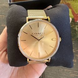 Coach New York Gold-Tone Mesh Watch