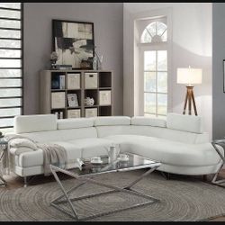 Ultra Modern Chic White Glam Sectional Sofa 
