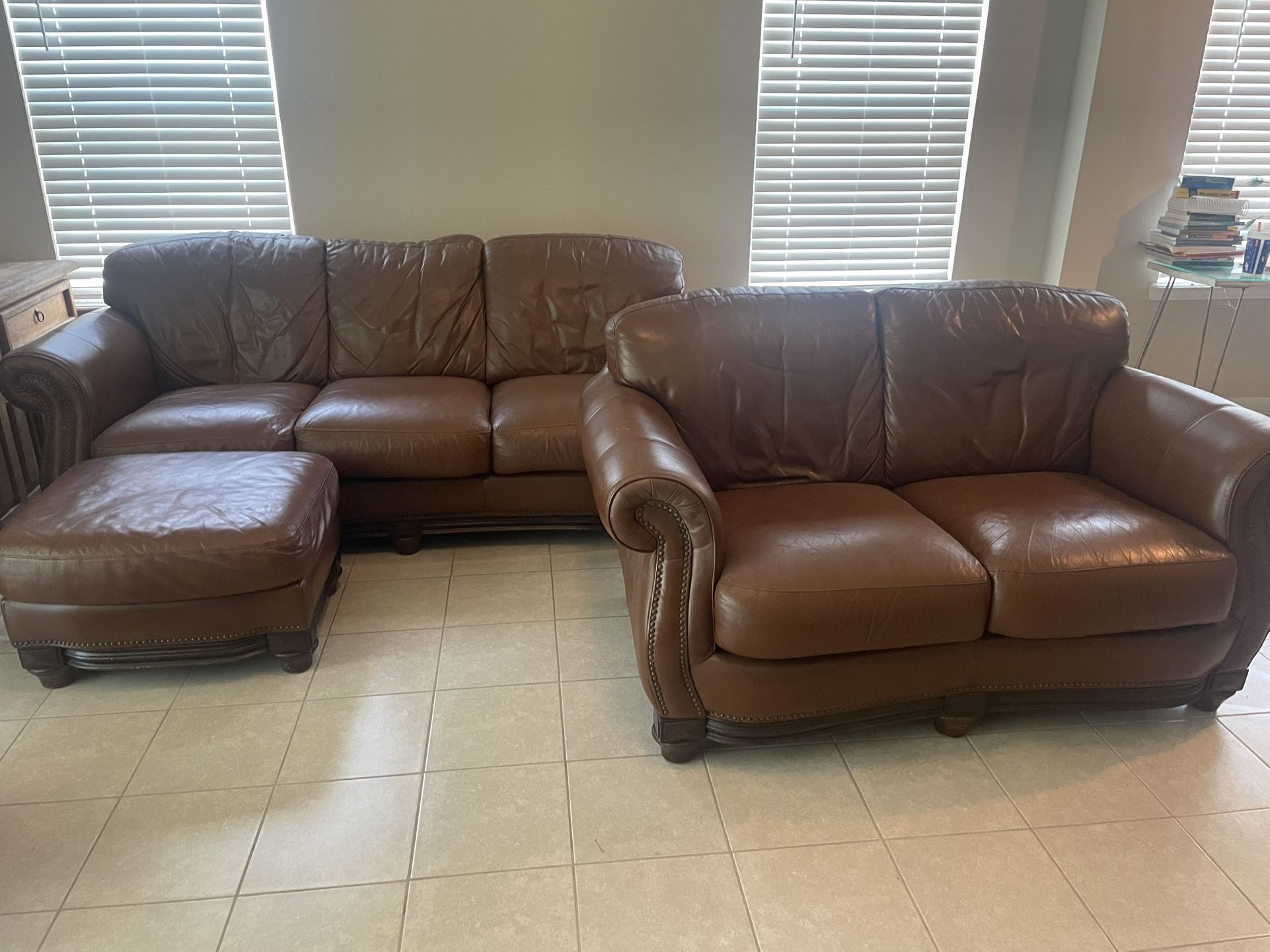 Leather Sofa, Loveseat, Chair, & Ottoman