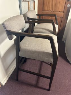 Mid-Century Modern Upholstered Bar Stools Set of 2