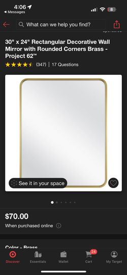 3 Gold Brass Rectangular Decorative Mirrors 24 X 30 Project 62