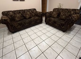Brown Sofa and Loveseat Set