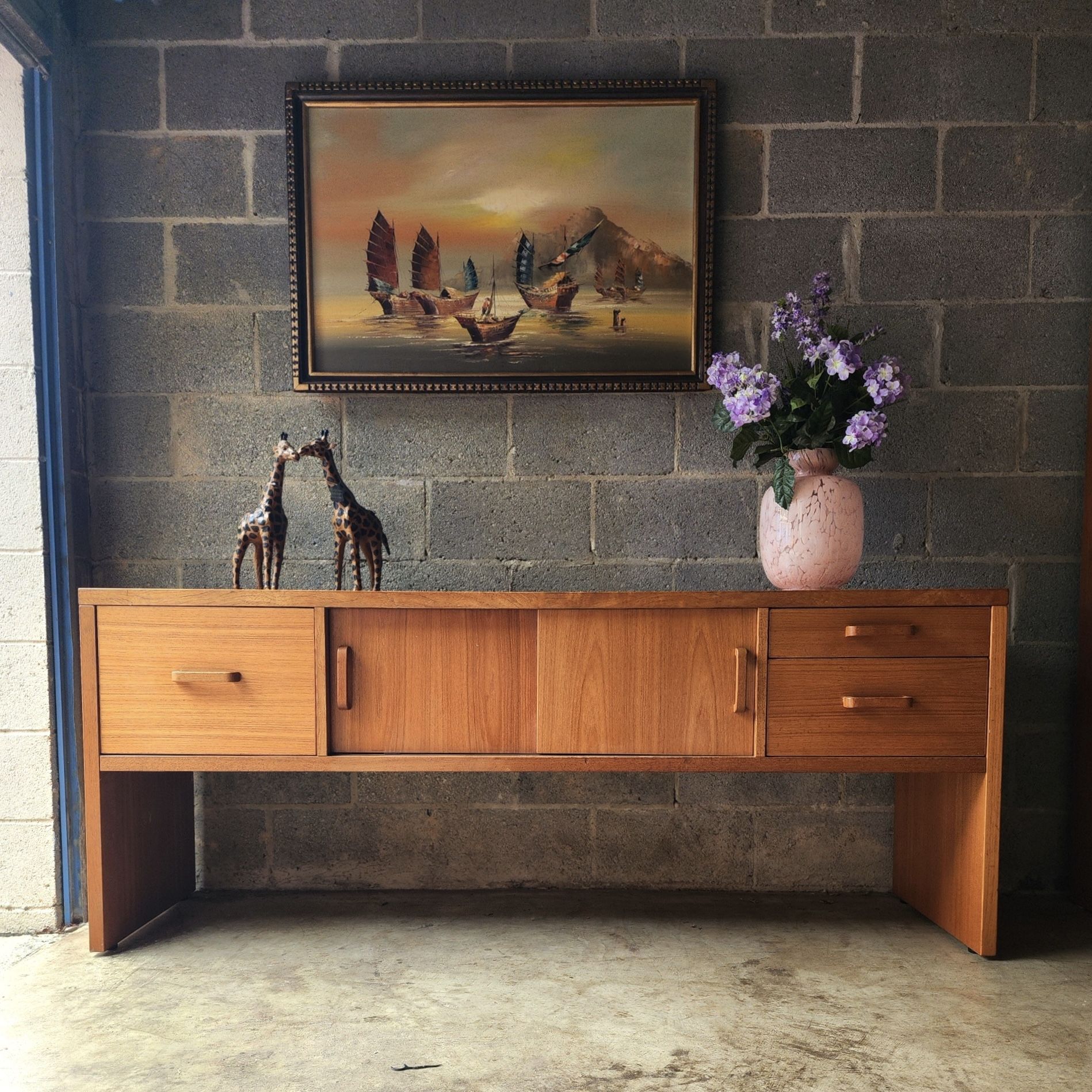 Danish Modern Teak Desk / Console / Credenza | read description