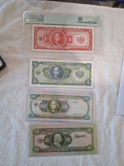 El salvador paper money, foreign coins