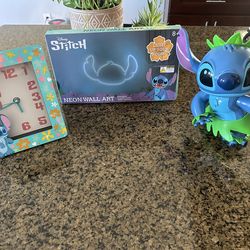 Stitch neon light, clock and figure
