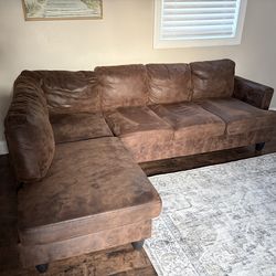 Faux leather left hand couch