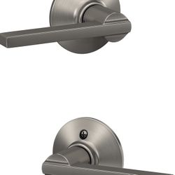 Schlage F10 V LAT 619 Latitude Door Lever, Hall & Closet Passage Lock, Satin Nickel