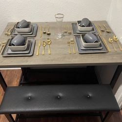 Bench Style Dining Table w/ Dining ware