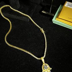 Gold Plated Custom Hamsa Hand Pendant Diamond chain Bundle✨