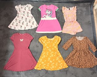 Bundle Of 6 Dresses For A Girl Age 5 To 7 Years Old Different Brands Very Cute