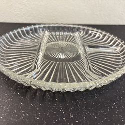 Vintage Ribbed Platter Indiana Depression Glass Clear. Diameter 10”,H1”.