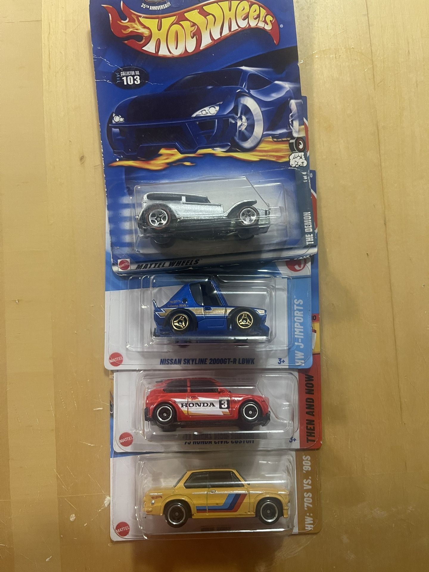 Lot 4  Hot Wheels The Demon 73 Honda Civic Custom bmw 2002 nissan  2000gt-r Lbwk