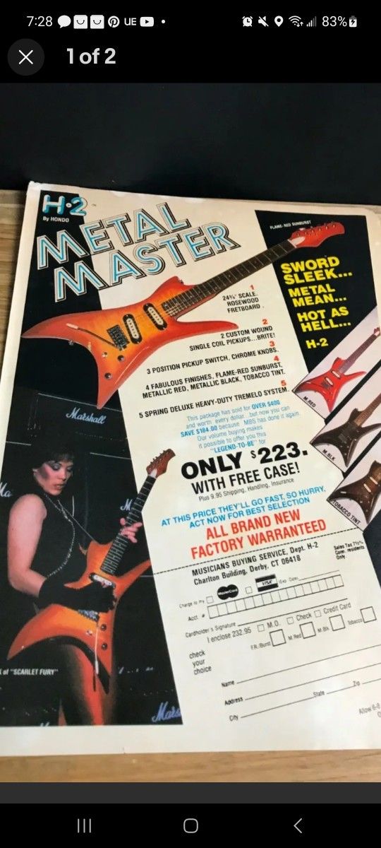 Super Rare Hondo H2 Metal Master