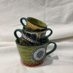 Anthropologie Ceramic Boho Measuring Cups (4) Austin Flora