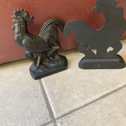 Cast Iron Rooster Bookends Doorstop Virginia Metalcrafter