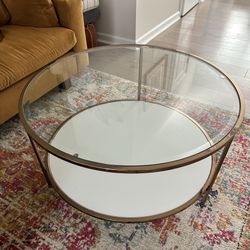 Glass Circle Coffee Table (Rose Gold)