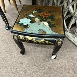 Vintage sm black lacquer side table (2 available $60 each)