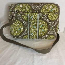 Vera Bradley Green Hard Case Quilted Padded Ipad Tablet 2 pockets Crossbody