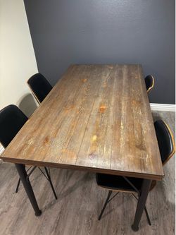 Dining table set with faux leather chairs (set of 4)