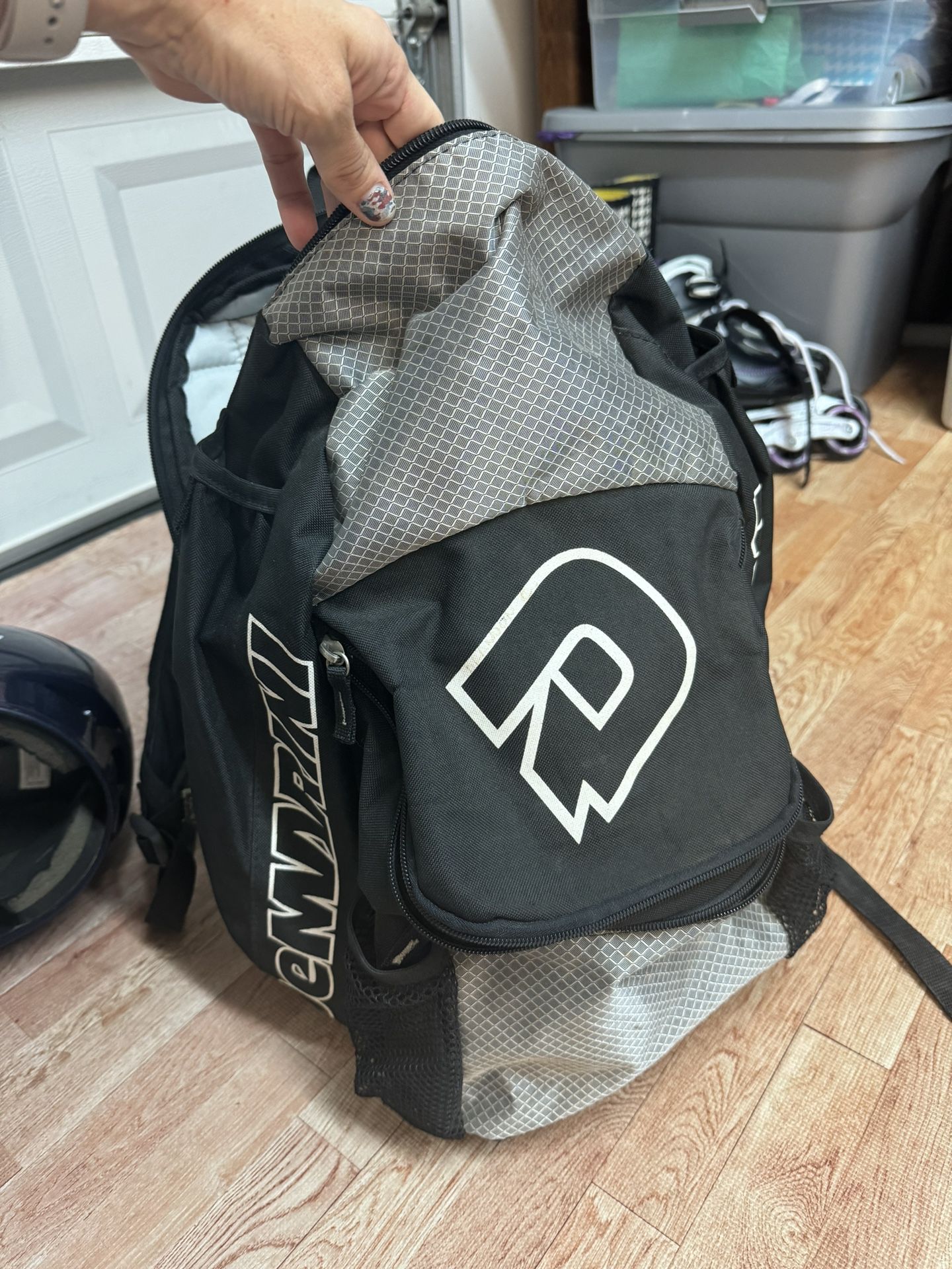 Baseball Backpack And Helmet